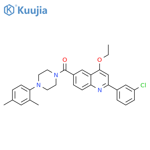 2-(3-chlorophenyl)-6-[4-(2,4-dimethylphenyl)piperazine-1-carbonyl]-4-ethoxyquinoline structure