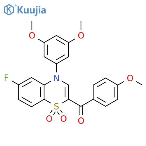 4-(3,5-dimethoxyphenyl)-6-fluoro-2-(4-methoxybenzoyl)-4H-1lambda6,4-benzothiazine-1,1-dione structure