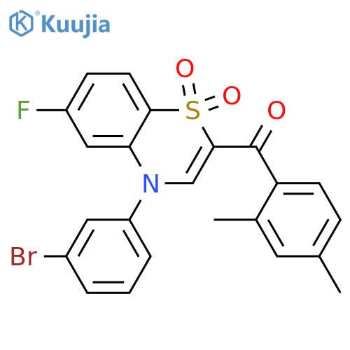 4-(3-bromophenyl)-2-(2,4-dimethylbenzoyl)-6-fluoro-4H-1lambda6,4-benzothiazine-1,1-dione structure