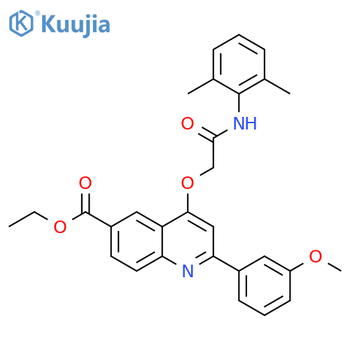 ethyl 4-{[(2,6-dimethylphenyl)carbamoyl]methoxy}-2-(3-methoxyphenyl)quinoline-6-carboxylate structure