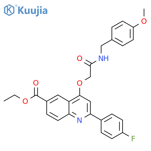 ethyl 2-(4-fluorophenyl)-4-({[(4-methoxyphenyl)methyl]carbamoyl}methoxy)quinoline-6-carboxylate structure