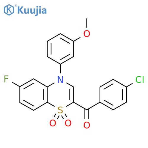 2-(4-chlorobenzoyl)-6-fluoro-4-(3-methoxyphenyl)-4H-1lambda6,4-benzothiazine-1,1-dione structure