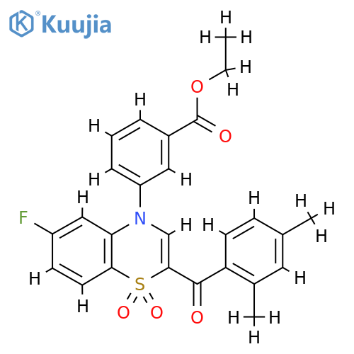 ethyl 3-[2-(2,4-dimethylbenzoyl)-6-fluoro-1,1-dioxo-4H-1lambda6,4-benzothiazin-4-yl]benzoate structure