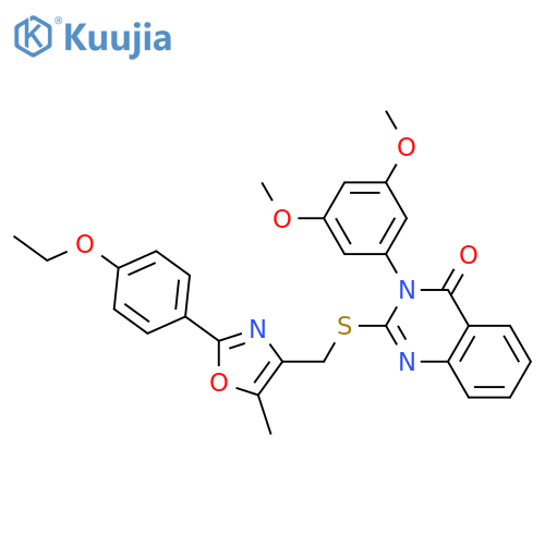3-(3,5-dimethoxyphenyl)-2-({[2-(4-ethoxyphenyl)-5-methyl-1,3-oxazol-4-yl]methyl}sulfanyl)-3,4-dihydroquinazolin-4-one structure