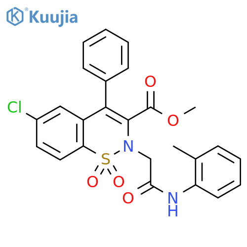 methyl 6-chloro-2-{[(2-methylphenyl)carbamoyl]methyl}-1,1-dioxo-4-phenyl-2H-1lambda6,2-benzothiazine-3-carboxylate structure
