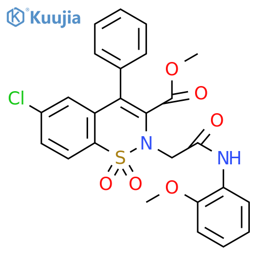methyl 6-chloro-2-{[(2-methoxyphenyl)carbamoyl]methyl}-1,1-dioxo-4-phenyl-2H-1lambda6,2-benzothiazine-3-carboxylate structure