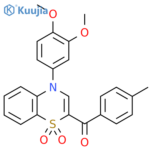 4-(3,4-dimethoxyphenyl)-2-(4-methylbenzoyl)-4H-1lambda6,4-benzothiazine-1,1-dione structure