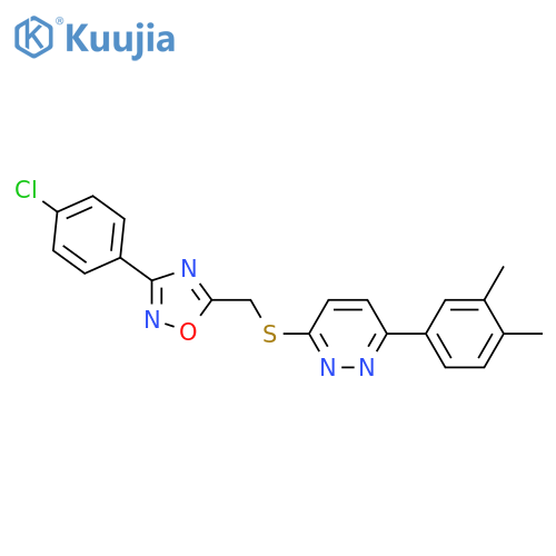 3-({[3-(4-chlorophenyl)-1,2,4-oxadiazol-5-yl]methyl}sulfanyl)-6-(3,4-dimethylphenyl)pyridazine structure