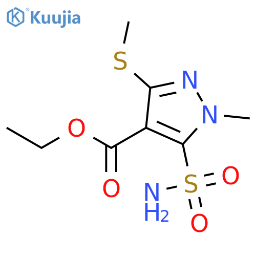 1H-Pyrazole-4-carboxylic acid, 5-(aminosulfonyl)-1-methyl-3-(methylthio)-, ethyl ester structure