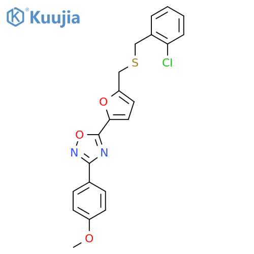 5-[5-({[(2-chlorophenyl)methyl]sulfanyl}methyl)furan-2-yl]-3-(4-methoxyphenyl)-1,2,4-oxadiazole structure