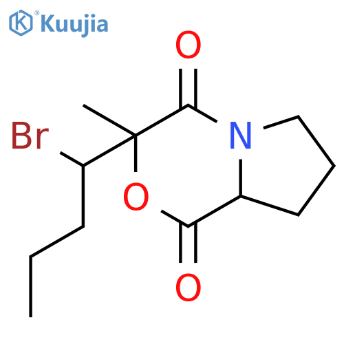1H-Pyrrolo[2,1-c][1,4]oxazine-1,4(3H)-dione, 3-(1-bromobutyl)tetrahydro-3-methyl- structure