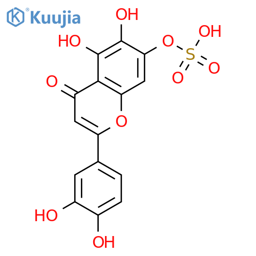 4H-1-Benzopyran-4-one, 2-(3,4-dihydroxyphenyl)-5,6-dihydroxy-7-(sulfooxy)- structure