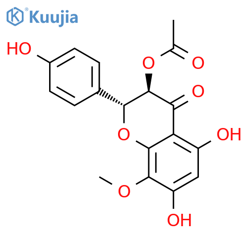 4H-1-Benzopyran-4-one, 3-(acetyloxy)-2,3-dihydro-5,7-dihydroxy-2-(4-hydroxyphenyl)-8-methoxy- , (2R-trans)- structure