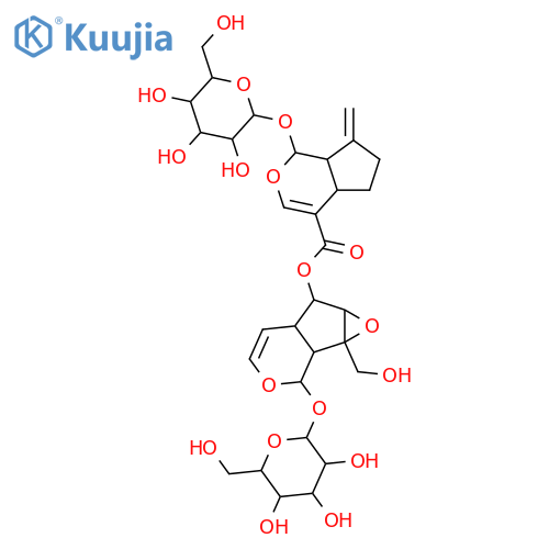 β-D-Glucopyranoside, 6-[[[1-(β-D-glucopyranosyloxy)-1,4a,5,6,7,7a-hexahydro-7-methylenecyclopenta[c]pyran-4-yl]carbonyl]oxy]-1a,1b,2,5a,6,6a-hexahydro-1a-(hydroxymethyl)oxireno[4,5]cyclopenta[1,2-c]pyran-2-yl (9CI) structure