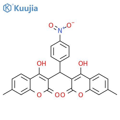 2H-1-Benzopyran-2-one,3,3'-[(4-nitrophenyl)methylene]bis[4-hydroxy-7-methyl- structure