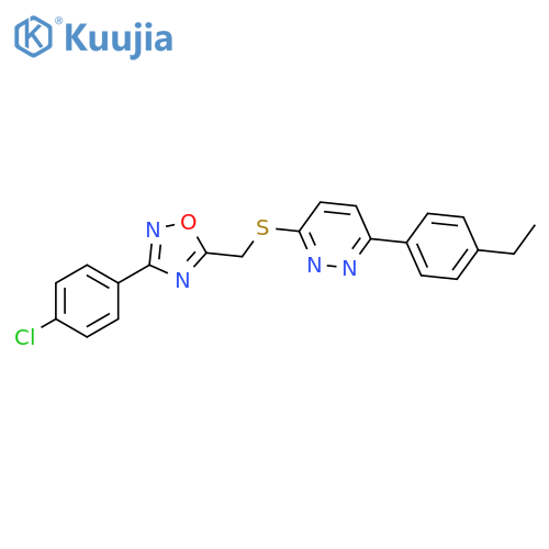 3-({[3-(4-chlorophenyl)-1,2,4-oxadiazol-5-yl]methyl}sulfanyl)-6-(4-ethylphenyl)pyridazine structure