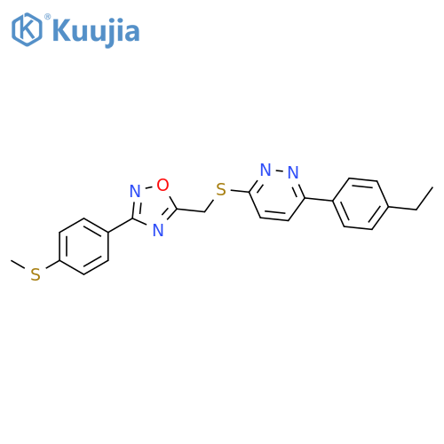 3-(4-ethylphenyl)-6-[({3-[4-(methylsulfanyl)phenyl]-1,2,4-oxadiazol-5-yl}methyl)sulfanyl]pyridazine structure