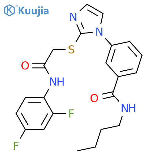N-butyl-3-[2-({[(2,4-difluorophenyl)carbamoyl]methyl}sulfanyl)-1H-imidazol-1-yl]benzamide structure