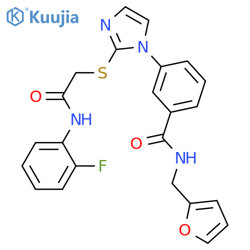 3-[2-({[(2-fluorophenyl)carbamoyl]methyl}sulfanyl)-1H-imidazol-1-yl]-N-[(furan-2-yl)methyl]benzamide structure
