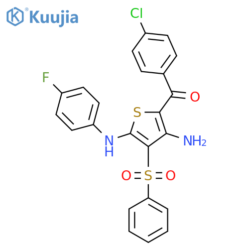 3-(benzenesulfonyl)-5-(4-chlorobenzoyl)-N2-(4-fluorophenyl)thiophene-2,4-diamine structure
