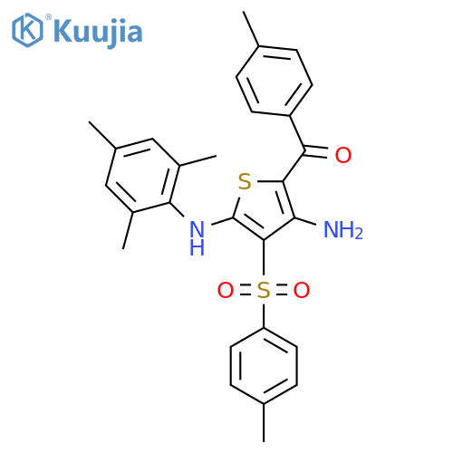 5-(4-methylbenzoyl)-3-(4-methylbenzenesulfonyl)-N2-(2,4,6-trimethylphenyl)thiophene-2,4-diamine structure