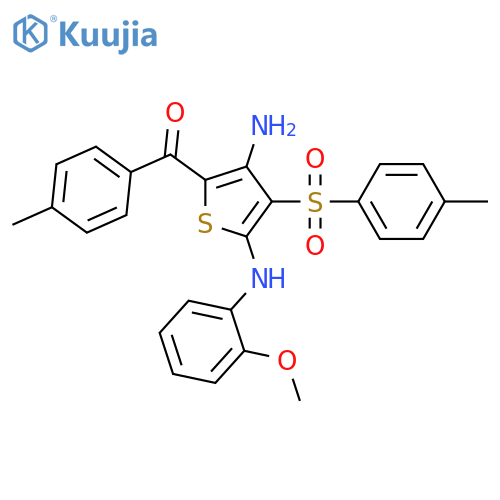 N2-(2-methoxyphenyl)-5-(4-methylbenzoyl)-3-(4-methylbenzenesulfonyl)thiophene-2,4-diamine structure
