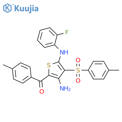 N2-(2-fluorophenyl)-5-(4-methylbenzoyl)-3-(4-methylbenzenesulfonyl)thiophene-2,4-diamine structure