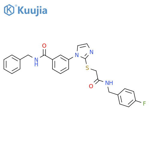 N-benzyl-3-{2-[({[(4-fluorophenyl)methyl]carbamoyl}methyl)sulfanyl]-1H-imidazol-1-yl}benzamide structure