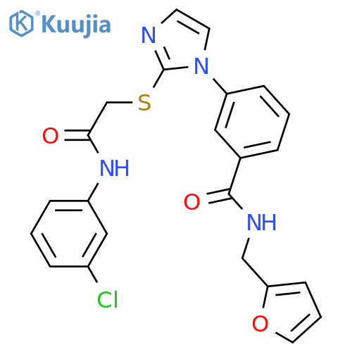 3-[2-({[(3-chlorophenyl)carbamoyl]methyl}sulfanyl)-1H-imidazol-1-yl]-N-[(furan-2-yl)methyl]benzamide structure