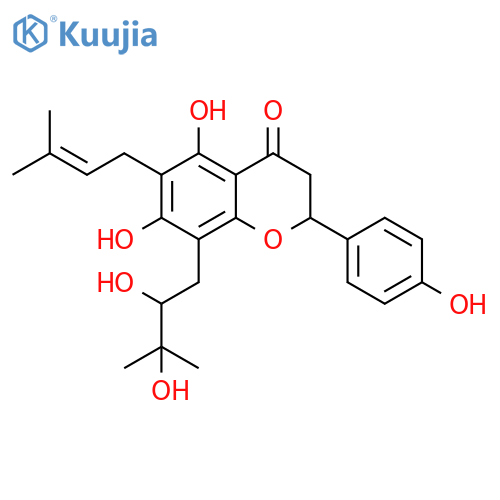 4H-1-Benzopyran-4-one,8-(2,3-dihydroxy-3-methylbutyl)-2,3-dihydro-5,7-dihydroxy-2-(4-hydroxyphenyl)-6-(3-methyl-2-butenyl)-(9CI) structure