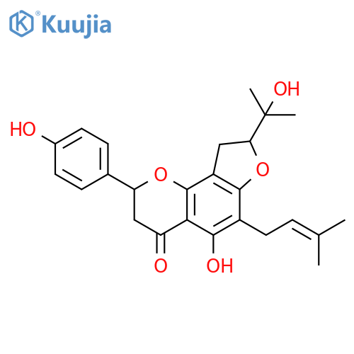 4H-Furo[2,3-h]-1-benzopyran-4-one,2,3,8,9-tetrahydro-5-hydroxy-8-(1-hydroxy-1-methylethyl)-2-(4-hydroxyphenyl)-6-(3-methyl-2-butenyl)-(9CI) structure
