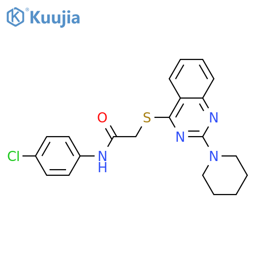 N-(4-chlorophenyl)-2-{[2-(piperidin-1-yl)quinazolin-4-yl]sulfanyl}acetamide structure