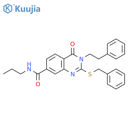 2-(benzylsulfanyl)-4-oxo-3-(2-phenylethyl)-N-propyl-3,4-dihydroquinazoline-7-carboxamide structure
