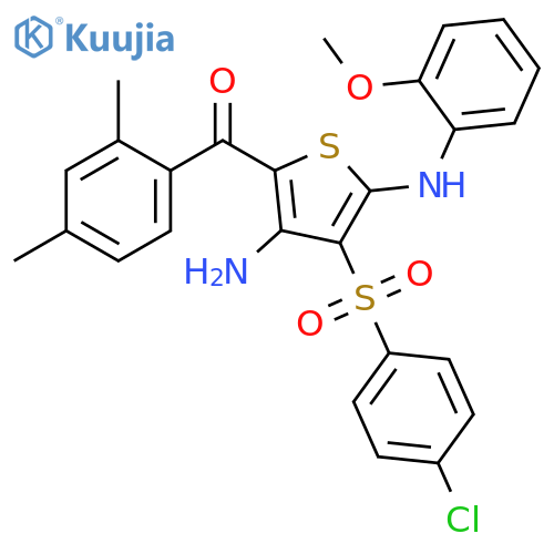 3-(4-chlorobenzenesulfonyl)-5-(2,4-dimethylbenzoyl)-N2-(2-methoxyphenyl)thiophene-2,4-diamine structure