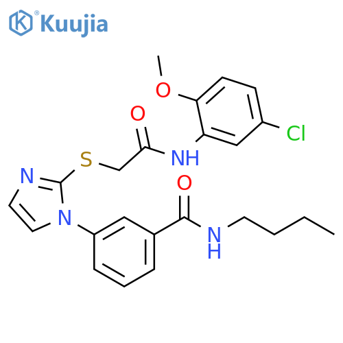 N-butyl-3-[2-({[(5-chloro-2-methoxyphenyl)carbamoyl]methyl}sulfanyl)-1H-imidazol-1-yl]benzamide structure