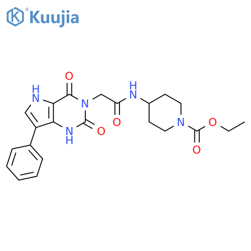 ethyl 4-(2-{2,4-dioxo-7-phenyl-1H,2H,3H,4H,5H-pyrrolo[3,2-d]pyrimidin-3-yl}acetamido)piperidine-1-carboxylate structure