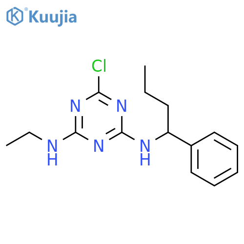 1,3,5-Triazine-2,4-diamine, 6-chloro-N-ethyl-N'-(1-phenylbutyl)- structure