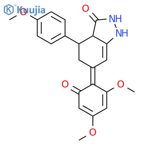 3H-Indazol-3-one,2,3a,4,5-tetrahydro-6-(2-hydroxy-4,6-dimethoxyphenyl)-4-(4-methoxyphenyl)- structure