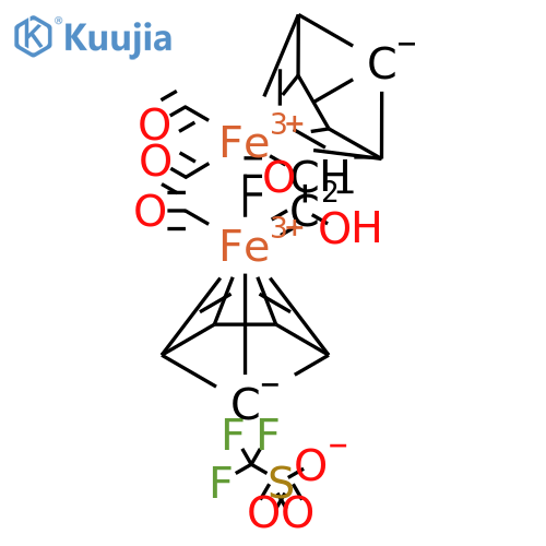 Iron(1+), tetracarbonylbis(η5-2,4-cyclopentadien-1-yl)[μ-(2-hydroxy-1-ethanyl-2-ylidene)]di-, salt with trifluoromethanesulfonic acid (1:1) (9CI) structure