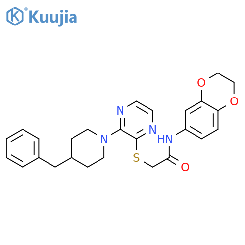 2-{[3-(4-benzylpiperidin-1-yl)pyrazin-2-yl]sulfanyl}-N-(2,3-dihydro-1,4-benzodioxin-6-yl)acetamide structure