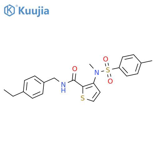 N-[(4-ethylphenyl)methyl]-3-(N-methyl4-methylbenzenesulfonamido)thiophene-2-carboxamide structure