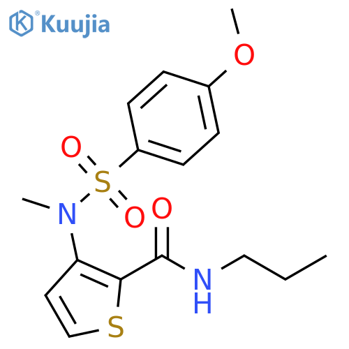 3-(N-methyl4-methoxybenzenesulfonamido)-N-propylthiophene-2-carboxamide structure
