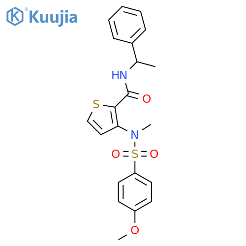 3-(N-methyl4-methoxybenzenesulfonamido)-N-(1-phenylethyl)thiophene-2-carboxamide structure