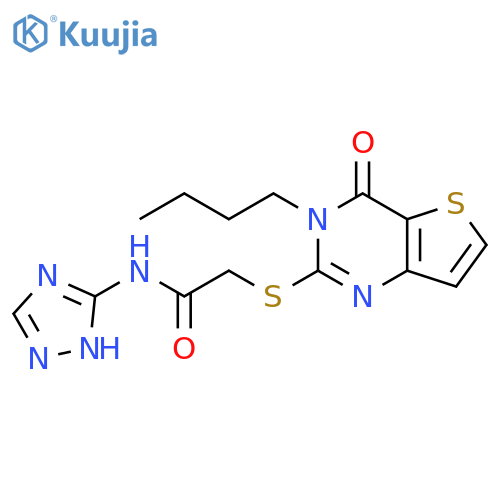 2-({3-butyl-4-oxo-3H,4H-thieno[3,2-d]pyrimidin-2-yl}sulfanyl)-N-(4H-1,2,4-triazol-3-yl)acetamide structure