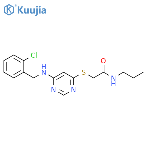 2-[(6-{[(2-chlorophenyl)methyl]amino}pyrimidin-4-yl)sulfanyl]-N-propylacetamide structure