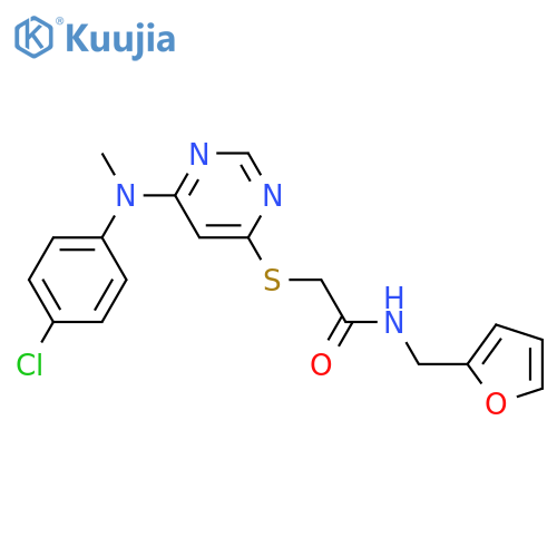 2-[(6-{[(4-chlorophenyl)methyl]amino}pyrimidin-4-yl)sulfanyl]-N-[(furan-2-yl)methyl]acetamide structure