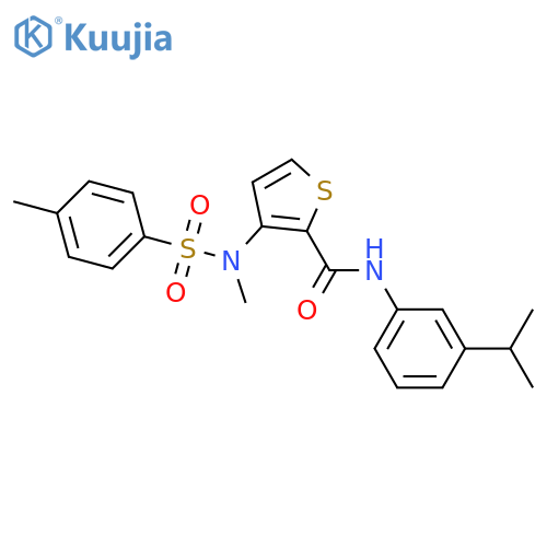 3-(N-methyl4-methylbenzenesulfonamido)-N-[3-(propan-2-yl)phenyl]thiophene-2-carboxamide structure