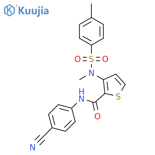 N-(4-cyanophenyl)-3-(N-methyl4-methylbenzenesulfonamido)thiophene-2-carboxamide structure