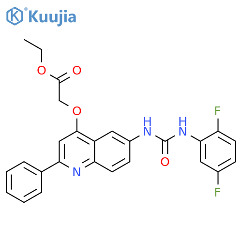ethyl 2-[(6-{[(2,5-difluorophenyl)carbamoyl]amino}-2-phenylquinolin-4-yl)oxy]acetate structure