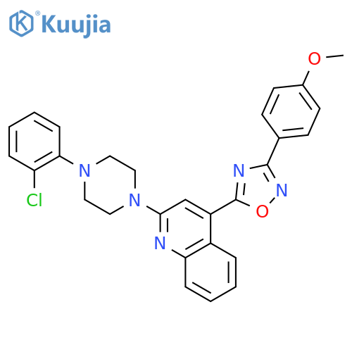 2-4-(2-chlorophenyl)piperazin-1-yl-4-3-(4-methoxyphenyl)-1,2,4-oxadiazol-5-ylquinoline structure